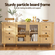 Artiss Buffet Sideboard Storage Cabinet Kitchen Cupboard Faux Drawer 150CM Pine FUR-W-SID150-01-PINE-AB
