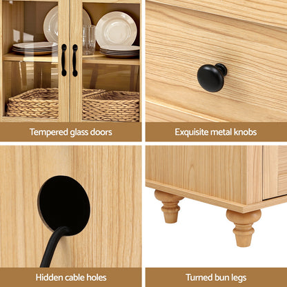 Artiss Buffet Sideboard Storage Cabinet Kitchen Cupboard Faux Drawer 150CM Pine FUR-W-SID150-01-PINE-AB
