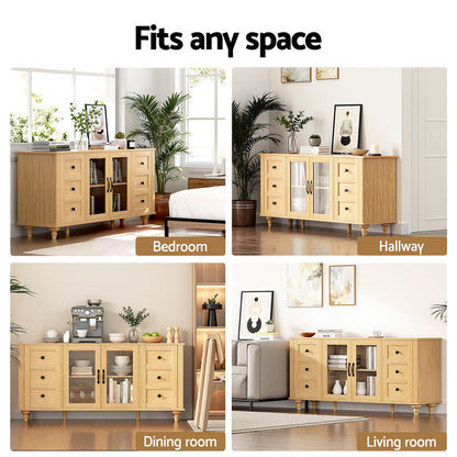 Artiss Buffet Sideboard Storage Cabinet Kitchen Cupboard Faux Drawer 150CM Pine FUR-W-SID150-01-PINE-AB