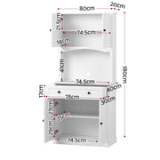 Artiss 2x Buffet Sideboard Hutch Pantry Cabinet Kitchen Storage BEINI White FUR-W-SIDE180-01-WH-ABX2