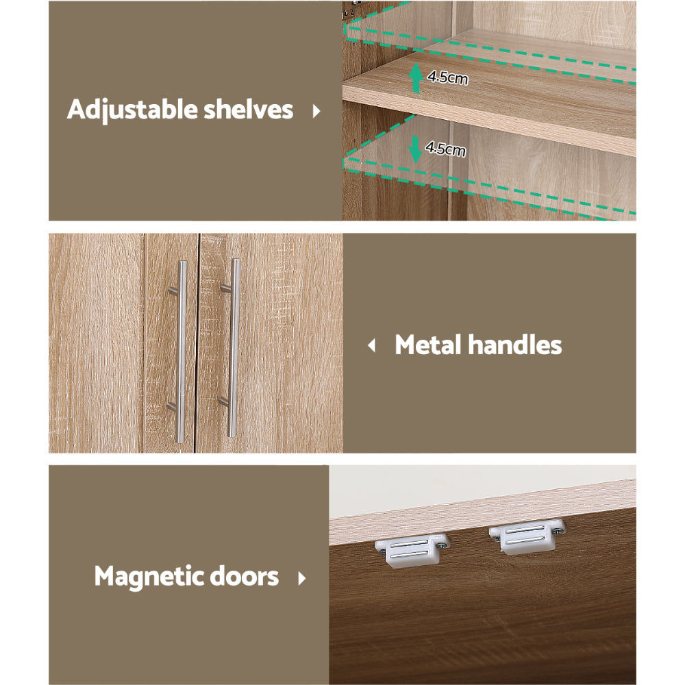 Artiss Buffet Sideboard Cupboard Cabinet Pantry Organiser Adjustable Shelves FUR-W-WR03-PINE-AB