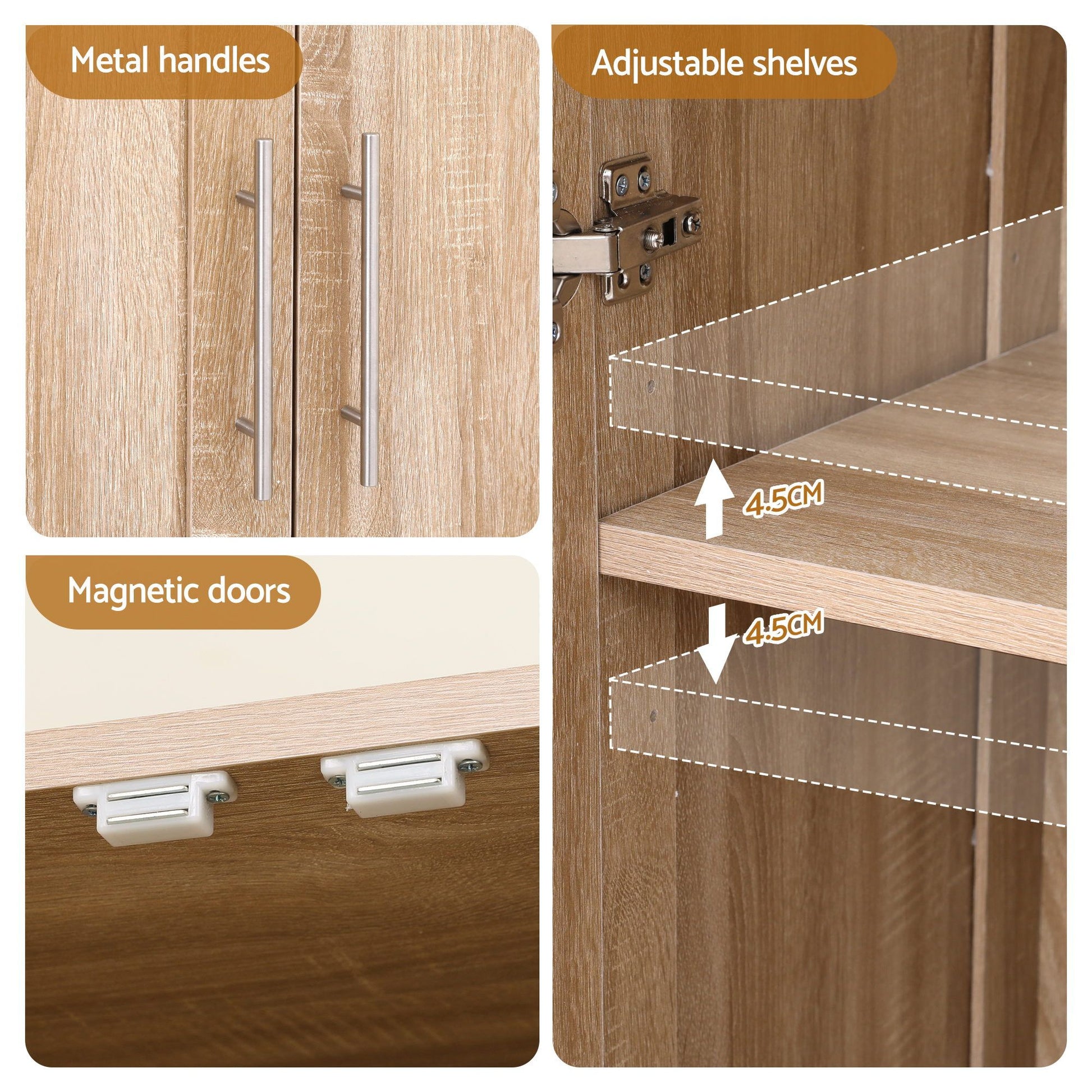 Artiss 2x Buffet Sideboard Cabinet Pantry Hutch Kitchen Storage Organiser Pine FUR-W-WR03-PINE-ABX2
