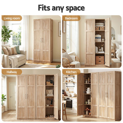 Artiss 2x Buffet Sideboard Cabinet Pantry Hutch Kitchen Storage Organiser Pine FUR-W-WR03-PINE-ABX2