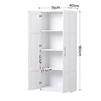 Artiss 2x Buffet Sideboard Cabinet Pantry Hutch Kitchen Storage Organiser White FUR-W-WR03-WH-ABX2
