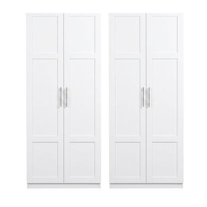 Artiss 2x Buffet Sideboard Cabinet Pantry Hutch Kitchen Storage Organiser White FUR-W-WR03-WH-ABX2