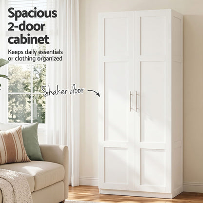 Artiss 2x Buffet Sideboard Cabinet Pantry Hutch Kitchen Storage Organiser White FUR-W-WR03-WH-ABX2