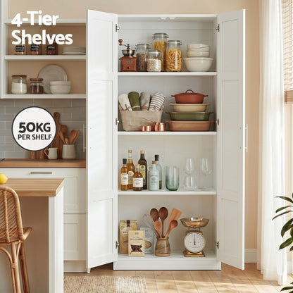 Artiss 2x Buffet Sideboard Cabinet Pantry Hutch Kitchen Storage Organiser White FUR-W-WR03-WH-ABX2