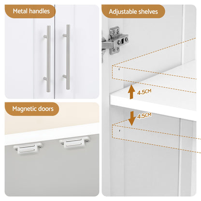 Artiss 2x Buffet Sideboard Cabinet Pantry Hutch Kitchen Storage Organiser White FUR-W-WR03-WH-ABX2
