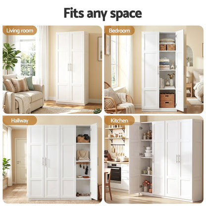 Artiss 2x Buffet Sideboard Cabinet Pantry Hutch Kitchen Storage Organiser White FUR-W-WR03-WH-ABX2