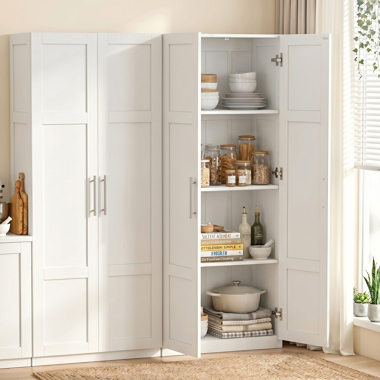 Artiss 2x Buffet Sideboard Cabinet Pantry Hutch Kitchen Storage Organiser White FUR-W-WR03-WH-ABX2