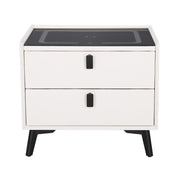 Artiss Smart Bedside Table 2 Drawers with Wireless Charging Ports LED White AIKA FUR-X-BS-LED-01-WH