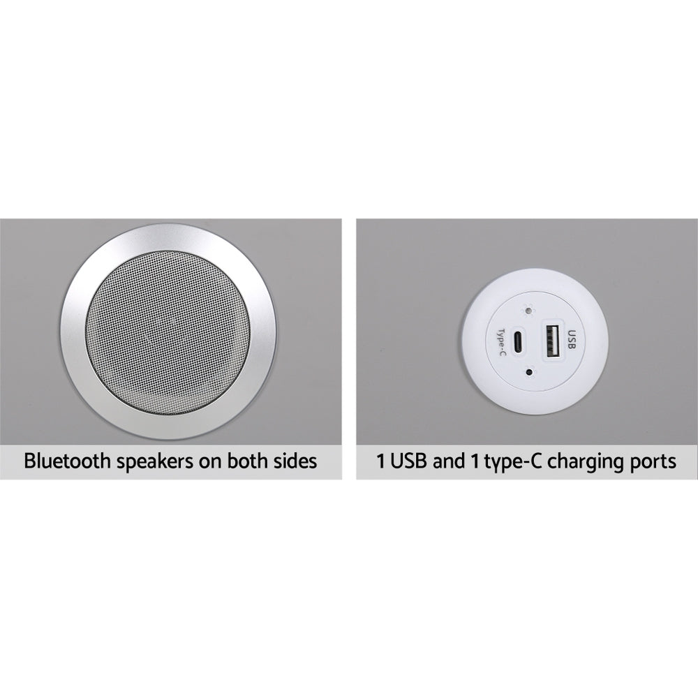 Artiss Smart Bedside Table 2 Drawers with Wireless Charging Ports LED Grey AIDA FUR-X-BS-LED-02-GY