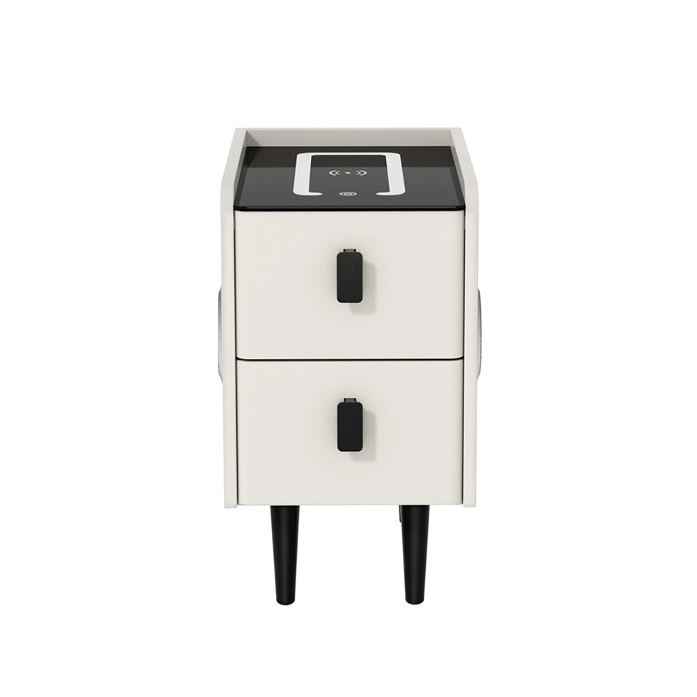 Artiss Smart Bedside Table with Wireless Charging - AIDA White FUR-X-BS-LED-02-WH