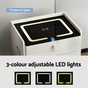 Artiss Bedside Table Wireless Charging - ALMA White FUR-X-BS-LED-04-WH
