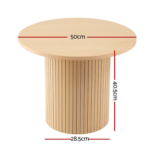 Artiss Coffee Table Round Fluted FUR-Y-COF-01-WD