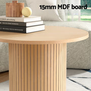 Artiss Coffee Table Round Fluted FUR-Y-COF-01-WD
