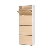 Artiss Shoe Rack Cabinet 24 Pairs Adjustable Shelf Pine FUR-Y-SHOE-4D-WHWD-AB