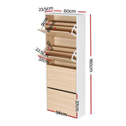 Artiss Shoe Rack Cabinet 24 Pairs Adjustable Shelf Pine FUR-Y-SHOE-4D-WHWD-AB