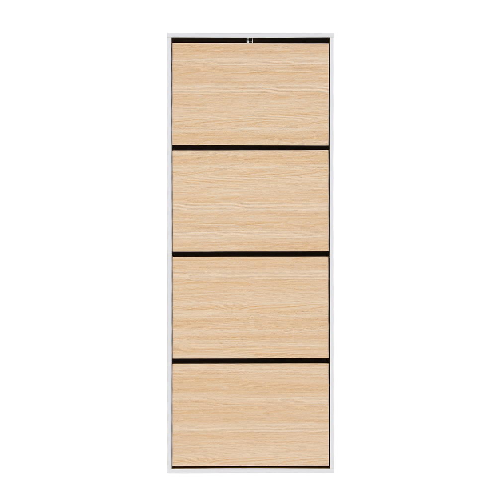 Artiss Shoe Rack Cabinet 24 Pairs Adjustable Shelf Pine FUR-Y-SHOE-4D-WHWD-AB