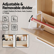Artiss Shoe Rack Cabinet 24 Pairs Adjustable Shelf Pine FUR-Y-SHOE-4D-WHWD-AB