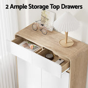 Artiss Shoe Rack Cabinet 20 Pairs Storage Cupboard Pine&White FUR-Y-SHOE80-WHWD-AB
