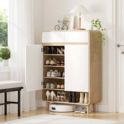 Artiss Shoe Rack Cabinet 20 Pairs Storage Cupboard Pine&White FUR-Y-SHOE80-WHWD-AB