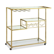 Artiss Bar Cart Drink Trolley Serving Cocktail Wine Rack Glass Holder 102cm Gold FUR-Z-BC-GLASS-100