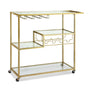 Artiss Bar Cart Drink Trolley Serving Cocktail Wine Rack Glass Holder 102cm Gold FUR-Z-BC-GLASS-100
