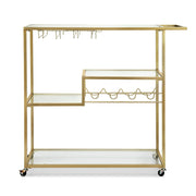 Artiss Bar Cart Drink Trolley Serving Cocktail Wine Rack Glass Holder 102cm Gold FUR-Z-BC-GLASS-100