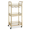 Artiss Kitchen Island Cart Trolley Rolling Serving Storage Wine Glass 43cm Gold FUR-Z-BC-GLASS-43