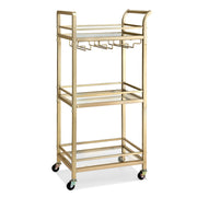 Artiss Kitchen Island Cart Trolley Rolling Serving Storage Wine Glass 43cm Gold FUR-Z-BC-GLASS-43
