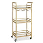 Artiss Kitchen Island Cart Trolley Rolling Serving Storage Wine Glass 43cm Gold FUR-Z-BC-GLASS-43