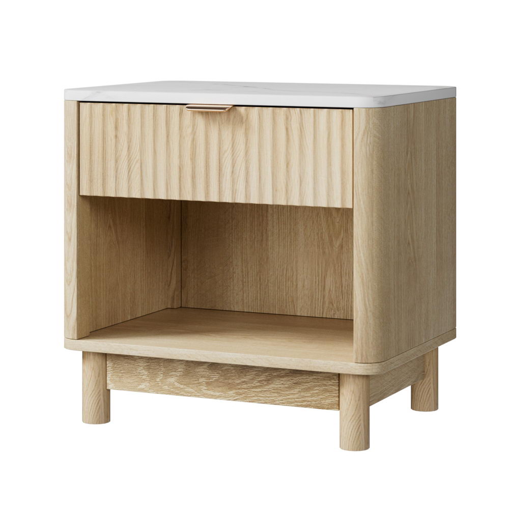 Artiss Bedside Table Nightstand 1 Drawer Shelves Pine FUR-Z-BS-01-WD