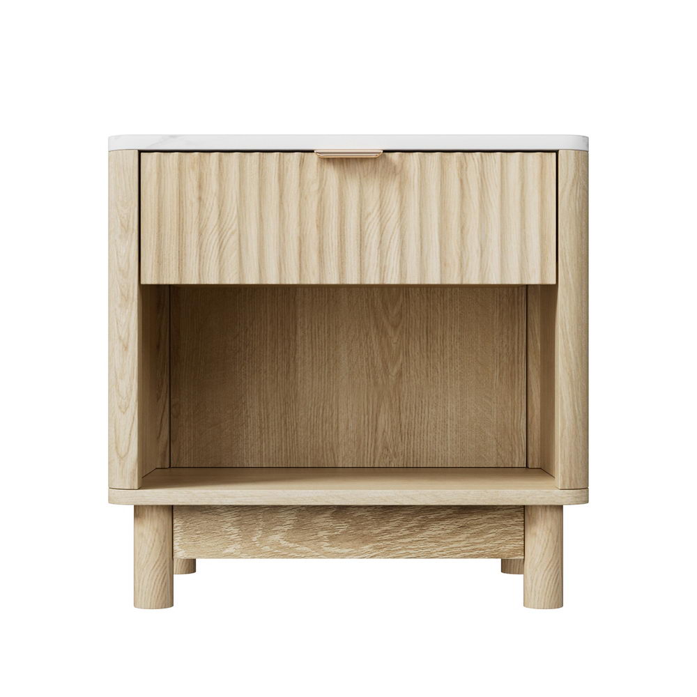 Artiss Bedside Table Nightstand 1 Drawer Shelves Pine FUR-Z-BS-01-WD