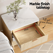 Artiss Bedside Table Nightstand 1 Drawer Shelves Pine FUR-Z-BS-01-WD