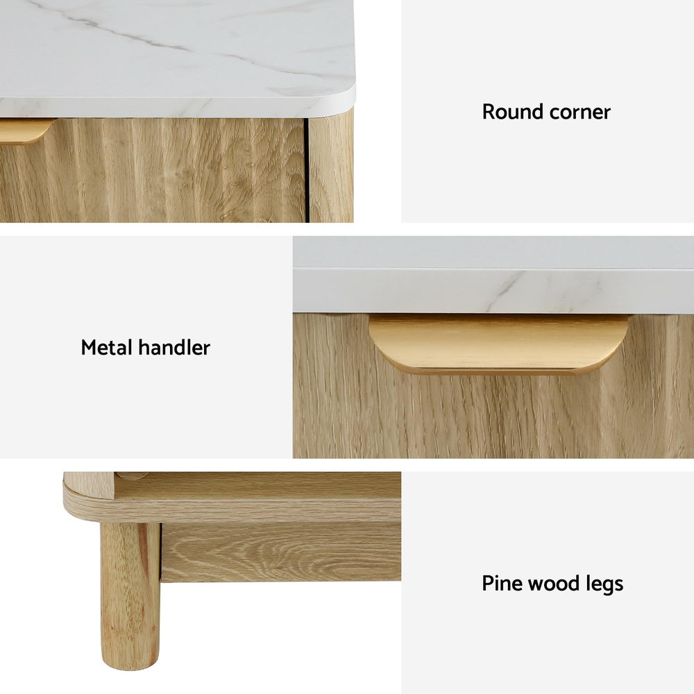 Artiss Bedside Table Nightstand 1 Drawer Shelves Pine FUR-Z-BS-01-WD