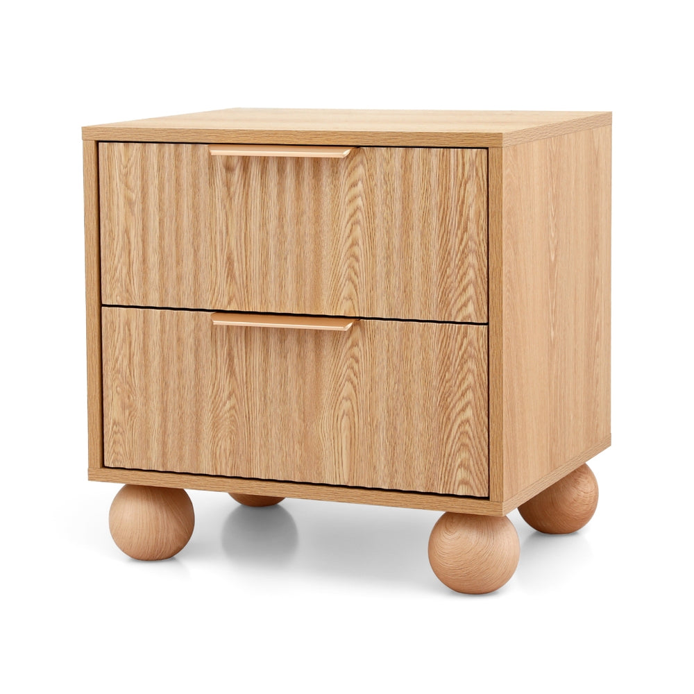 Artiss Rattan Bedside Table 2 Drawers Pine FUR-Z-BS-03-WD
