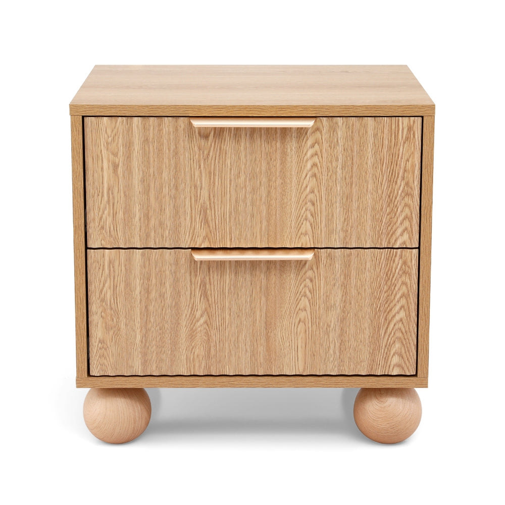 Artiss Rattan Bedside Table 2 Drawers Pine FUR-Z-BS-03-WD
