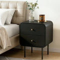Artiss Bedside Table 2 Drawers Side End Table Nightstand Black FUR-Z-BS-04-BK