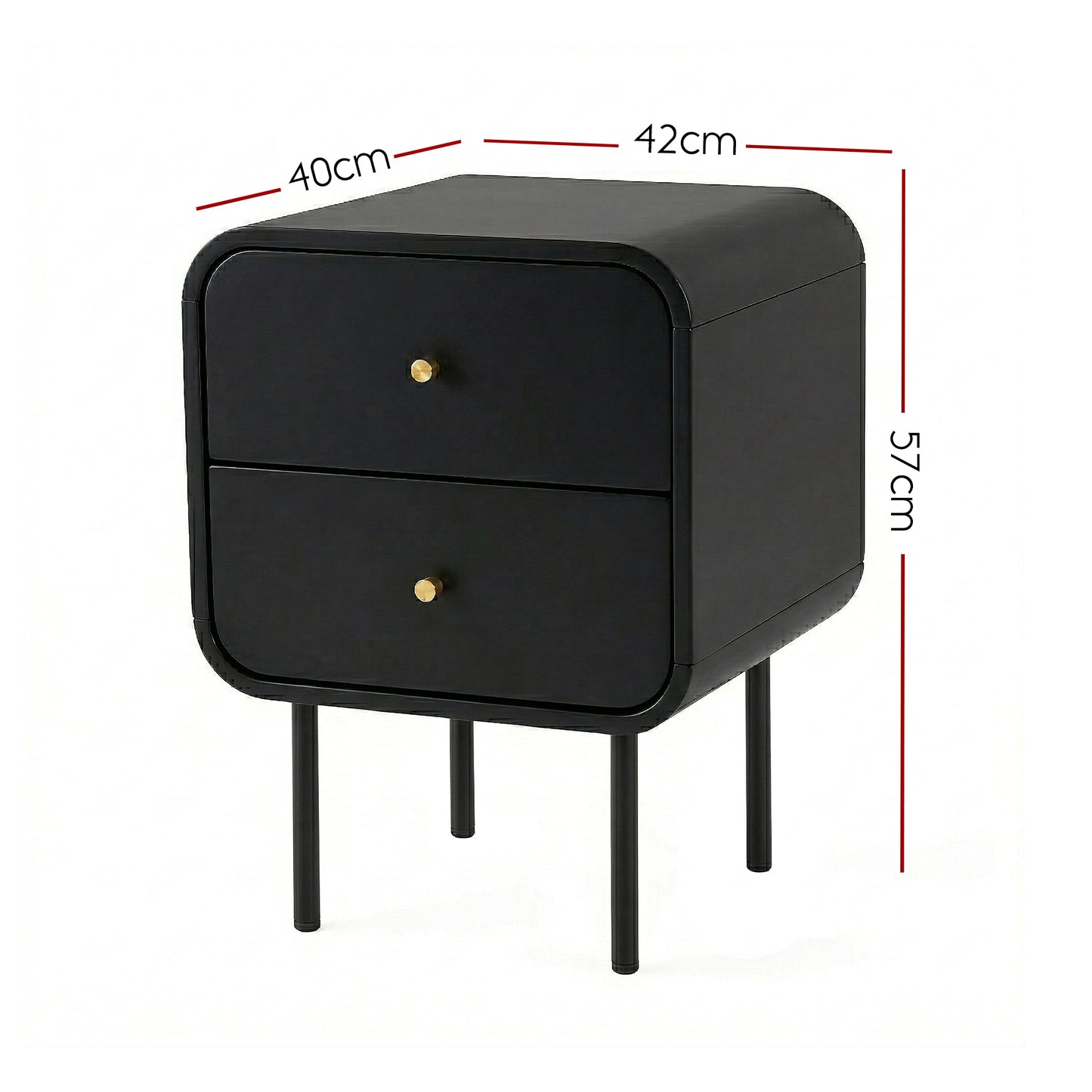 Artiss Bedside Table 2 Drawers Side End Table Nightstand Black FUR-Z-BS-04-BK