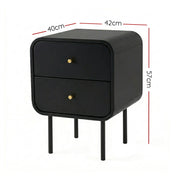 Artiss Bedside Table 2 Drawers Side End Table Nightstand Black FUR-Z-BS-04-BK