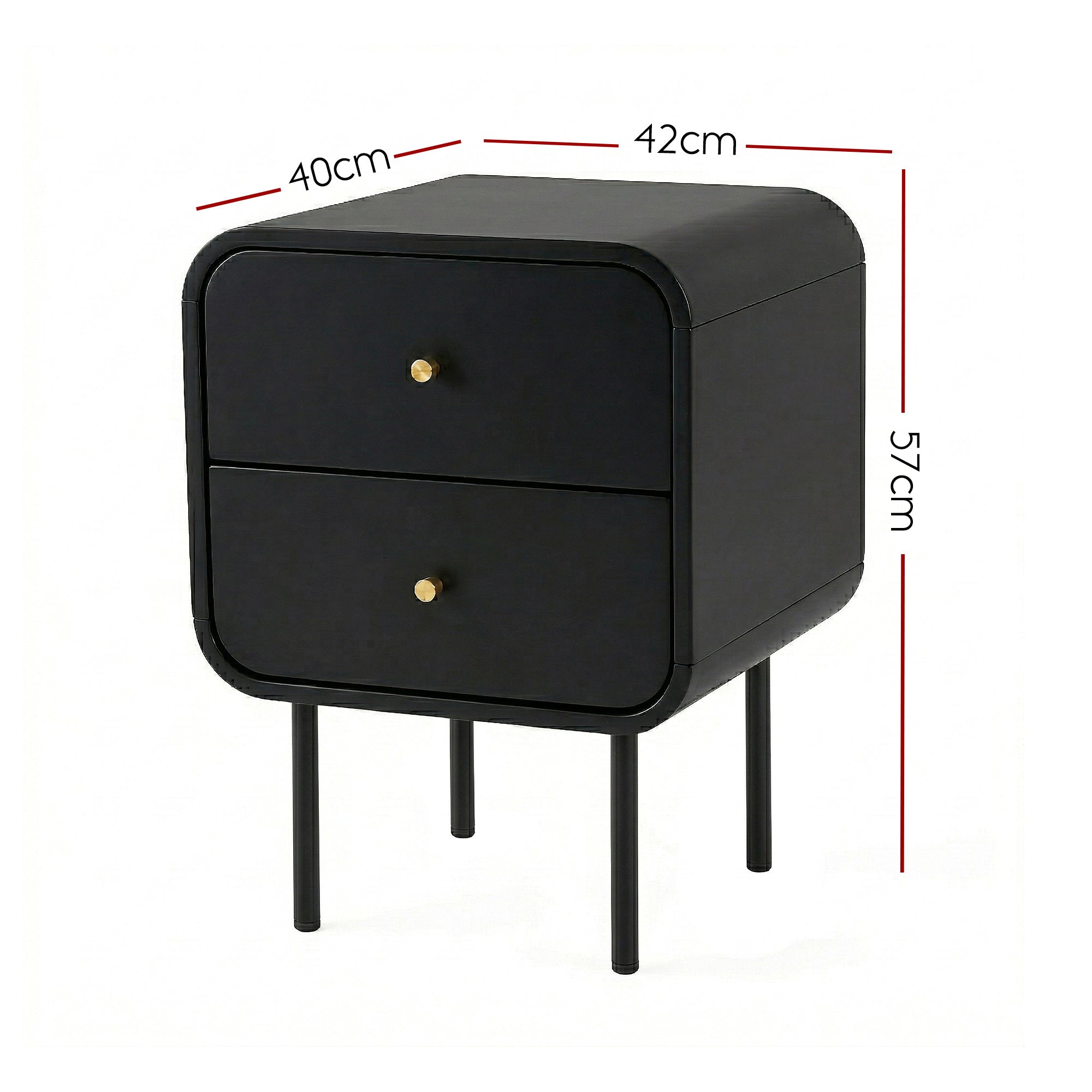 Artiss Bedside Table 2 Drawers Side End Table Nightstand Black FUR-Z-BS-04-BK