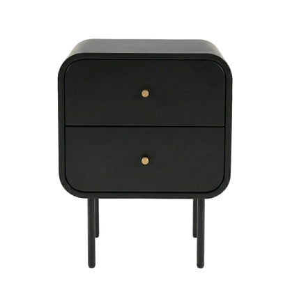Artiss Bedside Table 2 Drawers Side End Table Nightstand Black FUR-Z-BS-04-BK