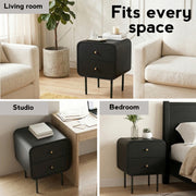 Artiss Bedside Table 2 Drawers Side End Table Nightstand Black FUR-Z-BS-04-BK