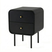 Artiss Bedside Table 2 Drawers Side End Table Nightstand Black FUR-Z-BS-04-BK