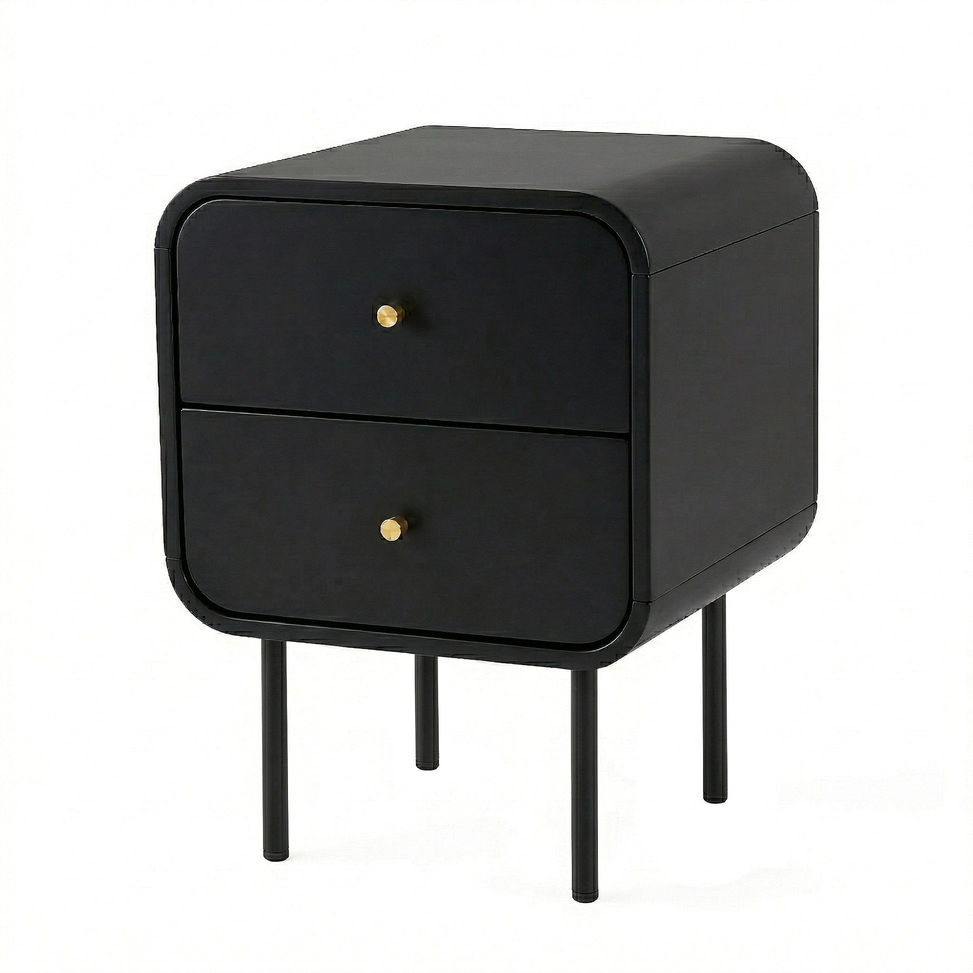 Artiss Bedside Table 2 Drawers Side End Table Nightstand Black FUR-Z-BS-04-BK