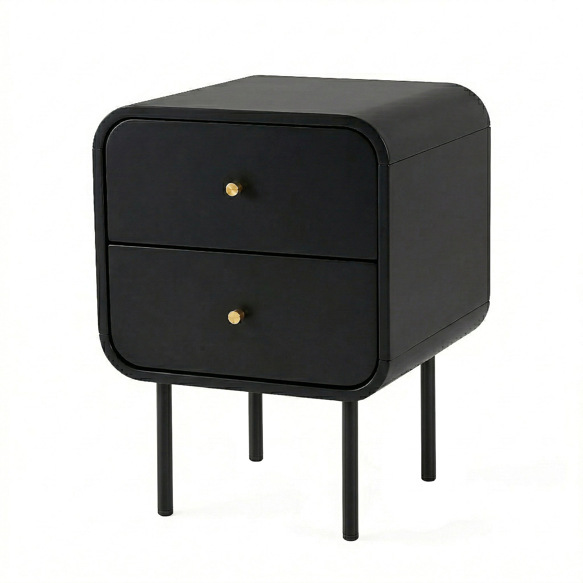 Artiss Bedside Table 2 Drawers Side End Table Nightstand Black FUR-Z-BS-04-BK