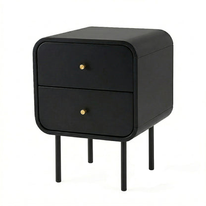 Artiss Bedside Table 2 Drawers Side End Table Nightstand Black FUR-Z-BS-04-BK