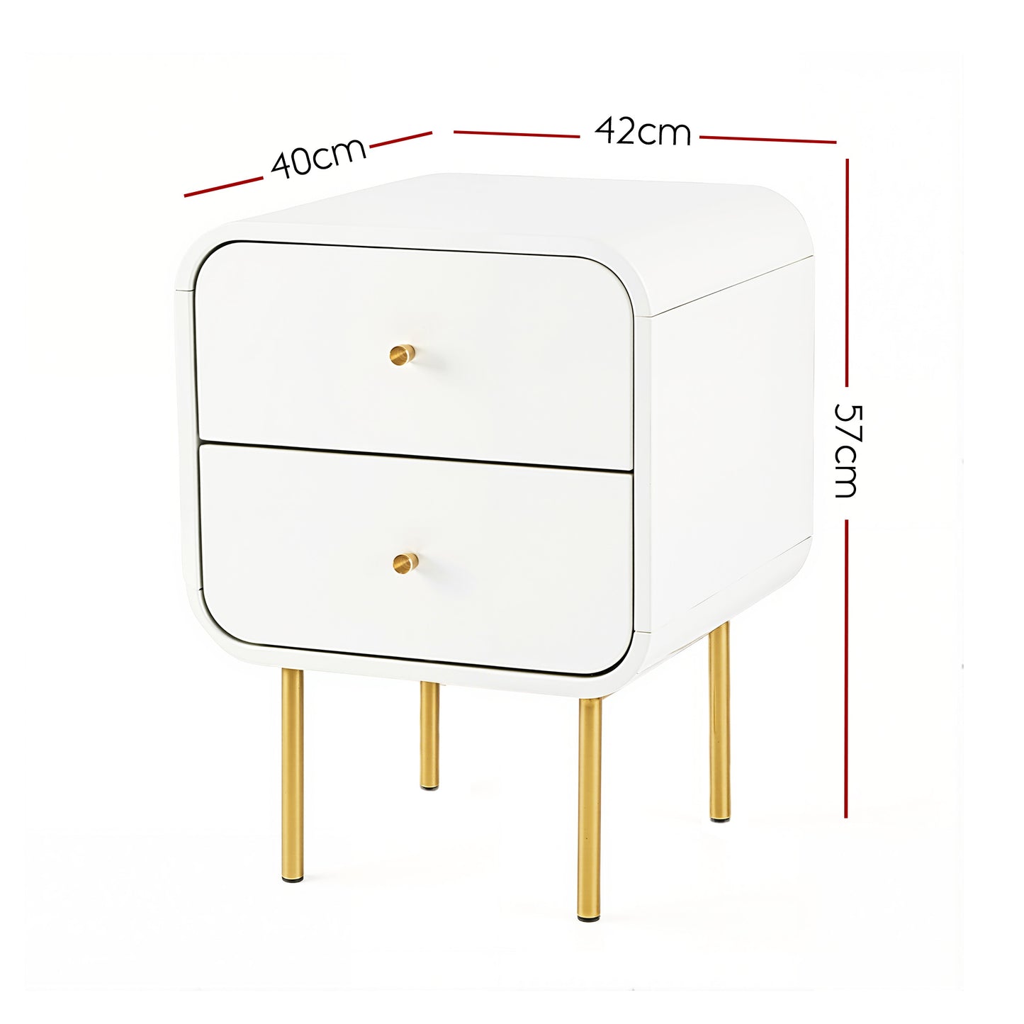 Artiss Bedside Table 2 Drawers Side End Table Nightstand White FUR-Z-BS-04-WHWD