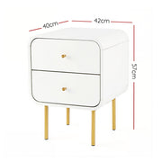 Artiss Bedside Table 2 Drawers Side End Table Nightstand White FUR-Z-BS-04-WHWD